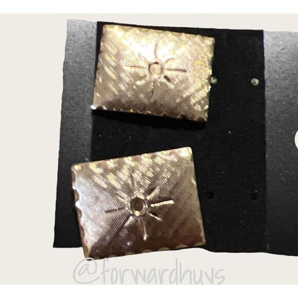 ☑️ Vintage Men's Gold Tone Cuff Links with Sunburst Etching - Picture 1 of 7